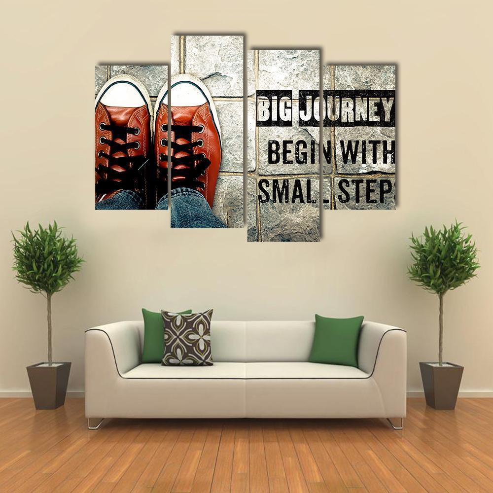Quote "Big Journeys Begin With Small Steps" Canvas Wall Art-4 Pop-Gallery Wrap-50" x 32"-Tiaracle