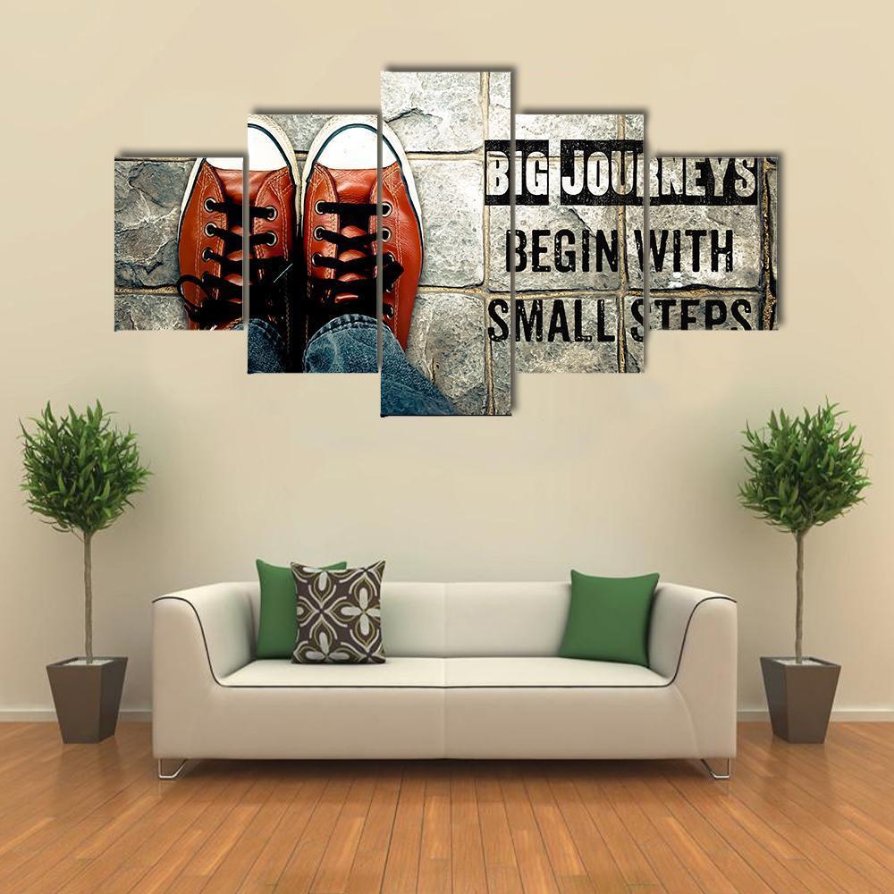 Quote "Big Journeys Begin With Small Steps" Canvas Wall Art-5 Star-Gallery Wrap-62" x 32"-Tiaracle