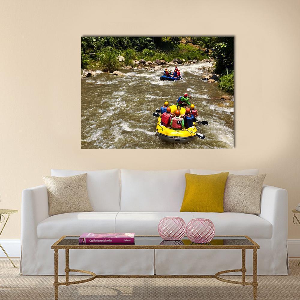 Rafting Race Canvas Wall Art-1 Piece-Gallery Wrap-48" x 32"-Tiaracle