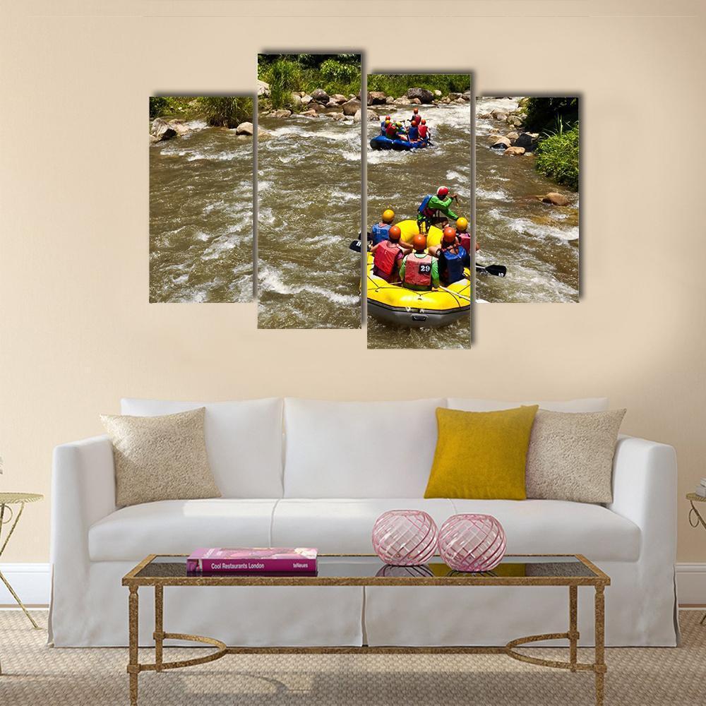 Rafting Race Canvas Wall Art-4 Pop-Gallery Wrap-50" x 32"-Tiaracle