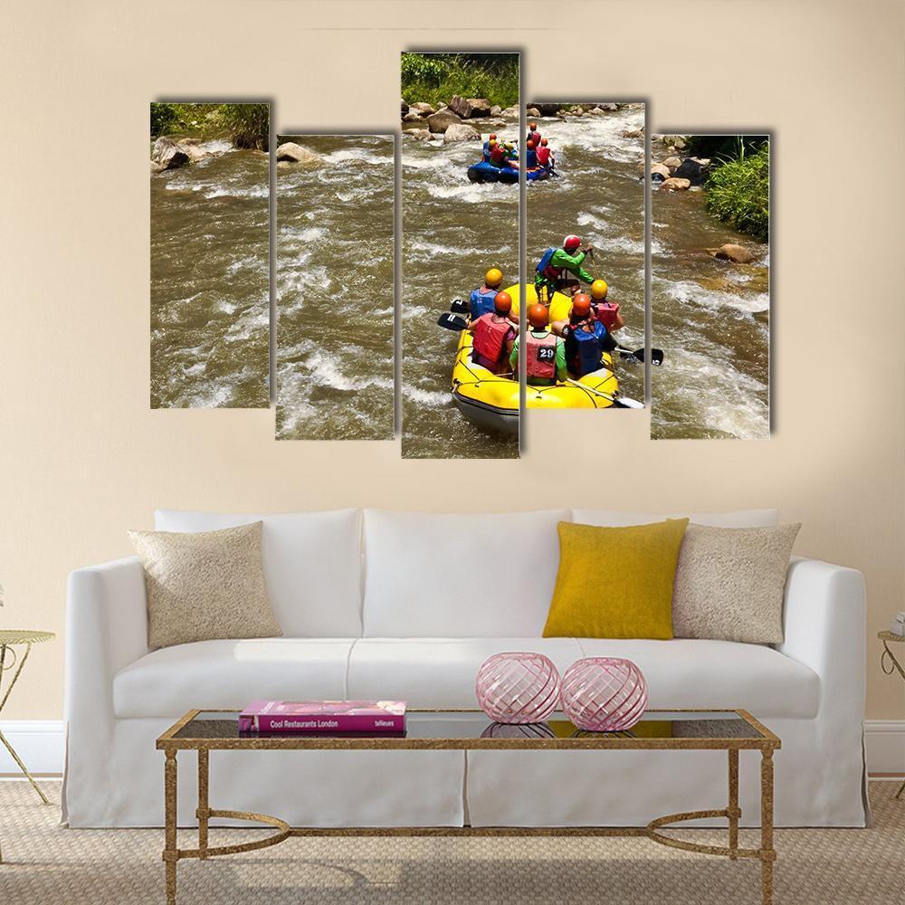 Rafting Race Canvas Wall Art-5 Pop-Gallery Wrap-47" x 32"-Tiaracle