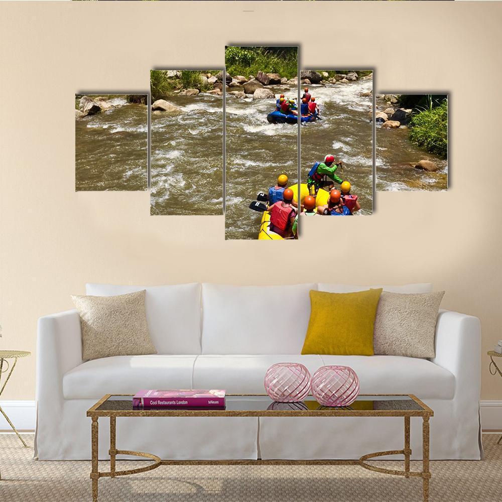 Rafting Race Canvas Wall Art-5 Star-Gallery Wrap-62" x 32"-Tiaracle