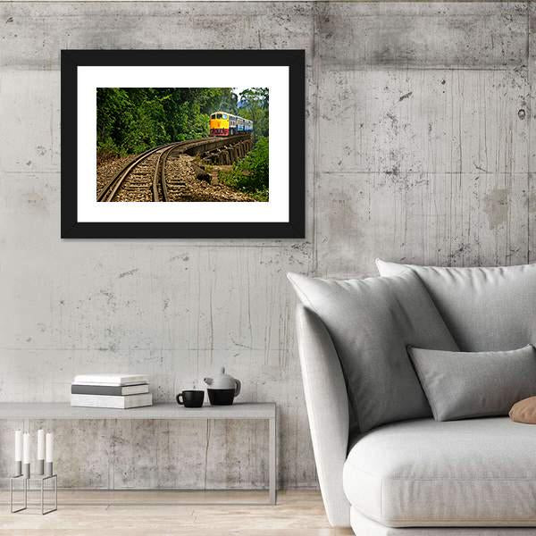 Rail Travel In Kanchanaburi Province Thailand Canvas Wall Art-3 Horizontal-Gallery Wrap-25" x 16"-Tiaracle