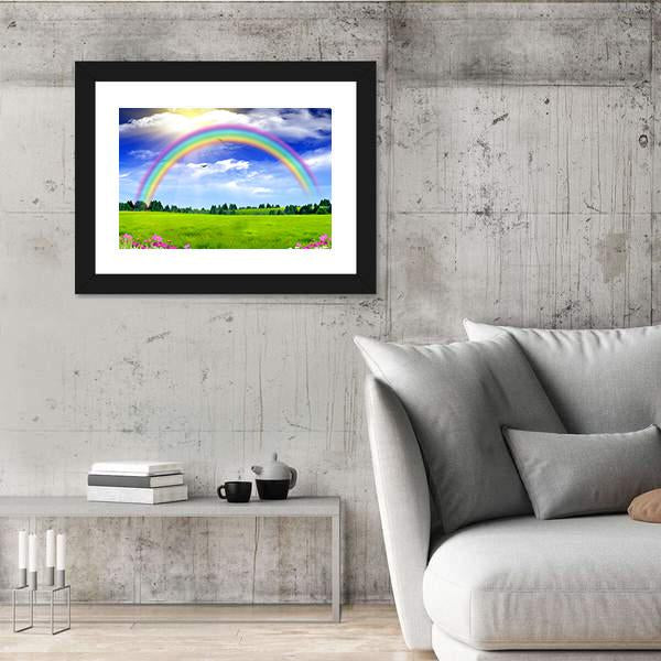 Rainbow In The Blue Sky Canvas Wall Art-3 Horizontal-Gallery Wrap-25" x 16"-Tiaracle