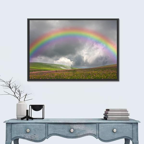 Rainbow On Dark Sky Canvas Wall Art-1 Piece-Floating Frame-24" x 16"-Tiaracle