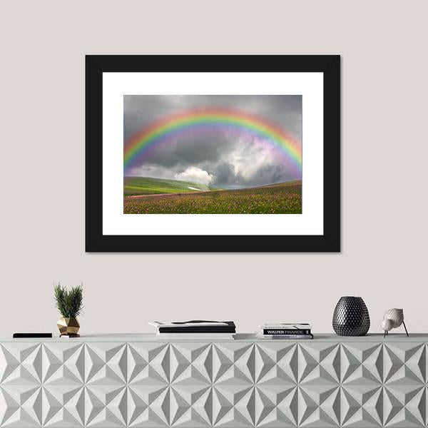 Rainbow On Dark Sky Canvas Wall Art-1 Piece-Framed Print-20" x 16"-Tiaracle