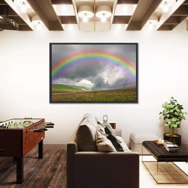 Rainbow On Dark Sky Canvas Wall Art-3 Horizontal-Gallery Wrap-25" x 16"-Tiaracle