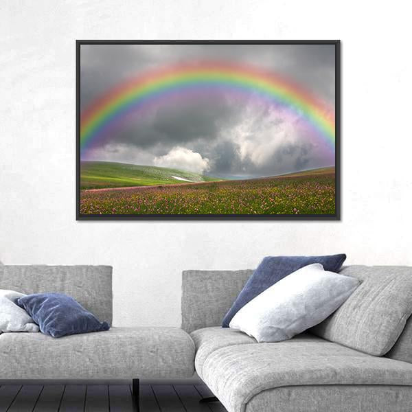 Rainbow On Dark Sky Canvas Wall Art-3 Horizontal-Gallery Wrap-25" x 16"-Tiaracle