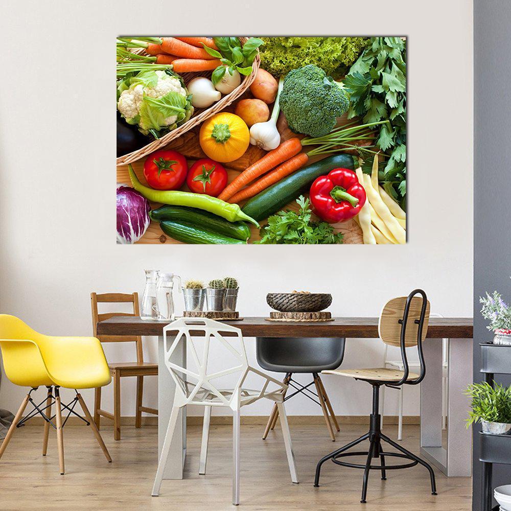 Raw Vegetables Canvas Wall Art-1 Piece-Gallery Wrap-48" x 32"-Tiaracle