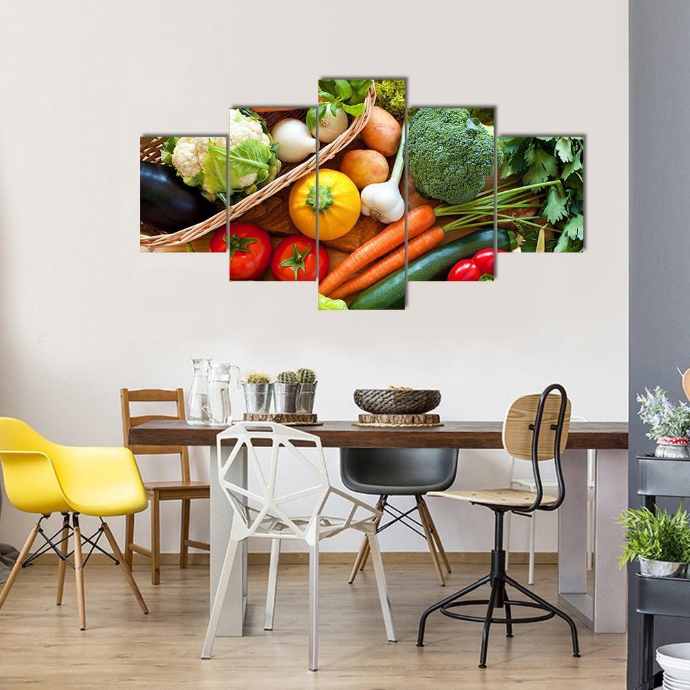 Raw Vegetables Canvas Wall Art-5 Star-Gallery Wrap-62" x 32"-Tiaracle