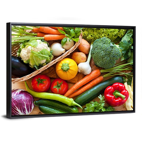 Raw Vegetables Canvas Wall Art-3 Horizontal-Gallery Wrap-25" x 16"-Tiaracle