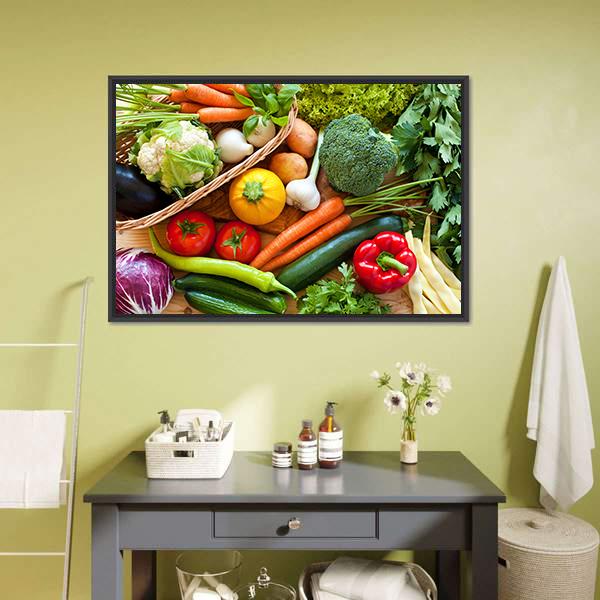 Raw Vegetables Canvas Wall Art-1 Piece-Floating Frame-24" x 16"-Tiaracle