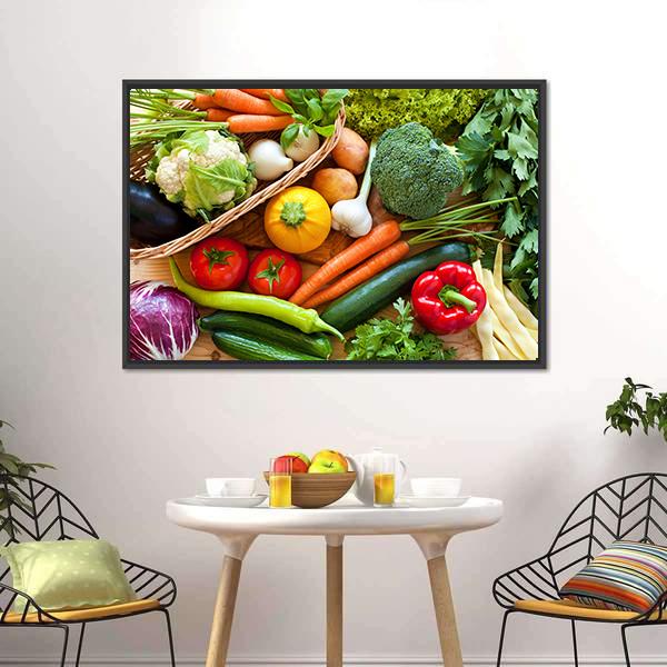 Raw Vegetables Canvas Wall Art-3 Horizontal-Gallery Wrap-25" x 16"-Tiaracle