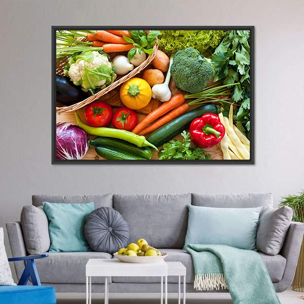 Raw Vegetables Canvas Wall Art-3 Horizontal-Gallery Wrap-25" x 16"-Tiaracle