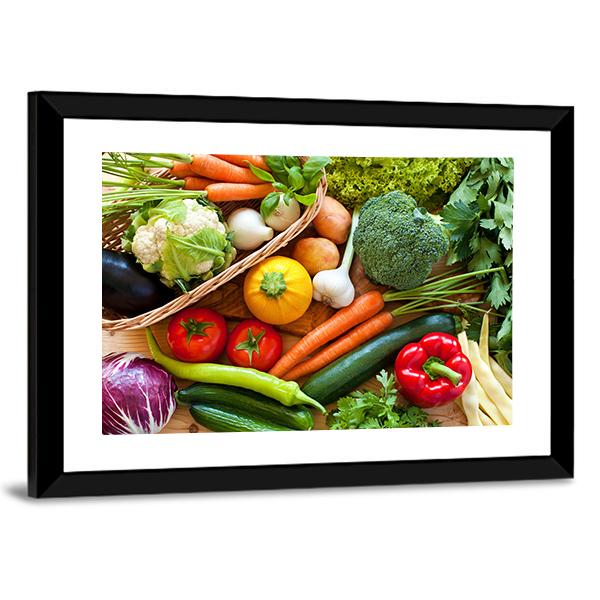 Raw Vegetables Canvas Wall Art-3 Horizontal-Gallery Wrap-25" x 16"-Tiaracle