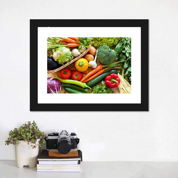 Raw Vegetables Canvas Wall Art-1 Piece-Framed Print-20" x 16"-Tiaracle