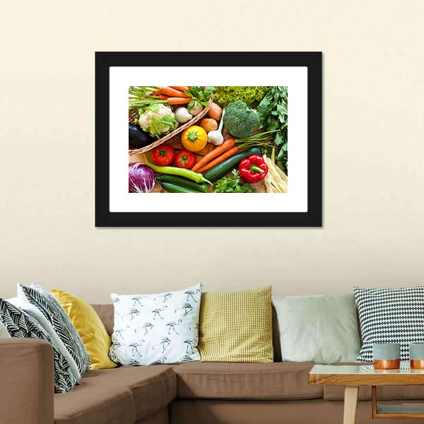 Raw Vegetables Canvas Wall Art-3 Horizontal-Gallery Wrap-25" x 16"-Tiaracle