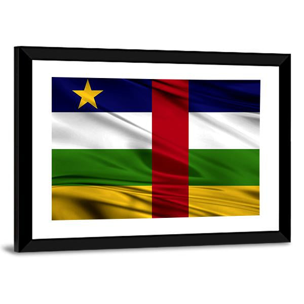 Realistic Flag Of Central African Republic Canvas Wall Art-3 Horizontal-Gallery Wrap-25" x 16"-Tiaracle