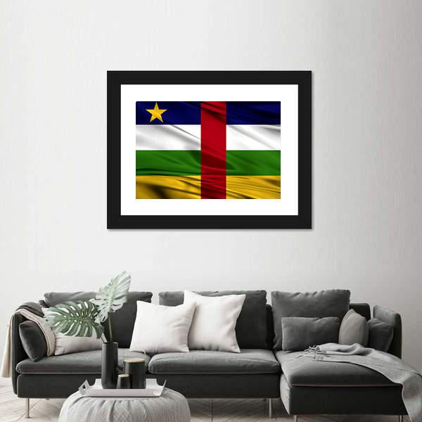 Realistic Flag Of Central African Republic Canvas Wall Art-3 Horizontal-Gallery Wrap-25" x 16"-Tiaracle