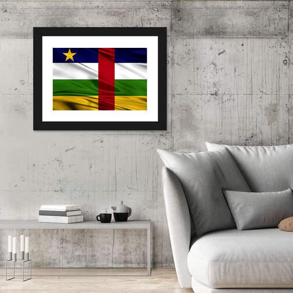Realistic Flag Of Central African Republic Canvas Wall Art-3 Horizontal-Gallery Wrap-25" x 16"-Tiaracle