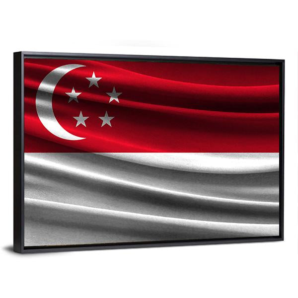 Realistic Flag Of Singapore Canvas Wall Art-3 Horizontal-Gallery Wrap-25" x 16"-Tiaracle