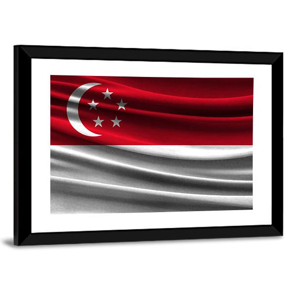 Realistic Flag Of Singapore Canvas Wall Art-3 Horizontal-Gallery Wrap-25" x 16"-Tiaracle