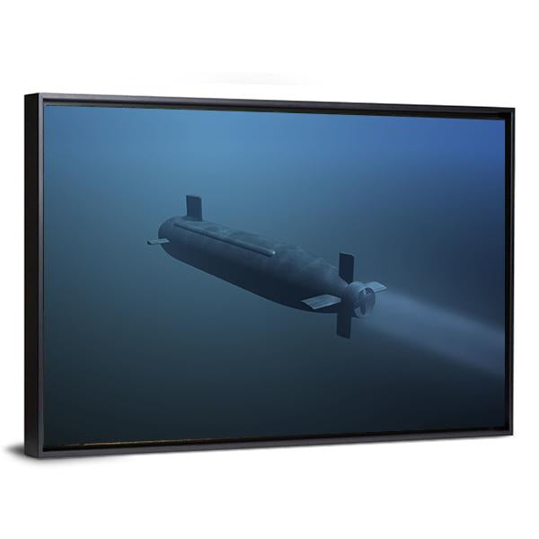 Rear View Of Submarine Under Water Canvas Wall Art-3 Horizontal-Gallery Wrap-25" x 16"-Tiaracle