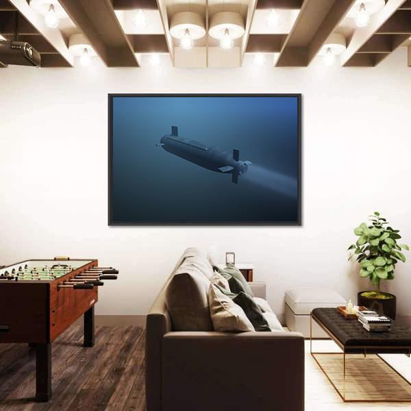 Rear View Of Submarine Under Water Canvas Wall Art-3 Horizontal-Gallery Wrap-25" x 16"-Tiaracle