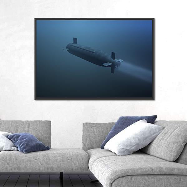 Rear View Of Submarine Under Water Canvas Wall Art-3 Horizontal-Gallery Wrap-25" x 16"-Tiaracle