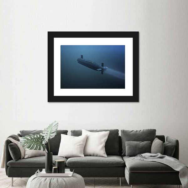 Rear View Of Submarine Under Water Canvas Wall Art-3 Horizontal-Gallery Wrap-25" x 16"-Tiaracle