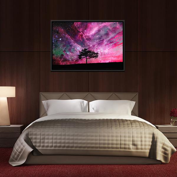 Red Alien Planet With Tree Canvas Wall Art-3 Horizontal-Gallery Wrap-25" x 16"-Tiaracle