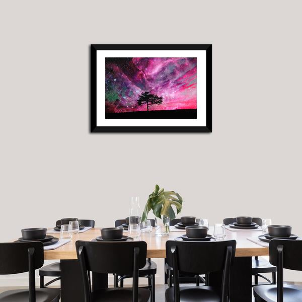 Red Alien Planet With Tree Canvas Wall Art-3 Horizontal-Gallery Wrap-25" x 16"-Tiaracle
