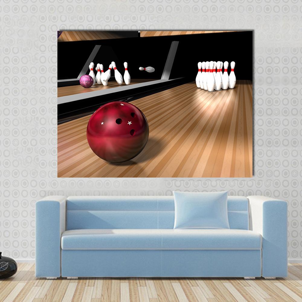 Red Bowling Ball Canvas Wall Art-1 Piece-Gallery Wrap-48" x 32"-Tiaracle