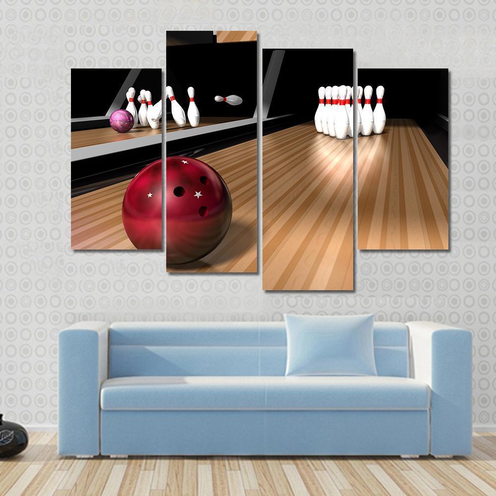 Red Bowling Ball Canvas Wall Art-4 Pop-Gallery Wrap-50" x 32"-Tiaracle