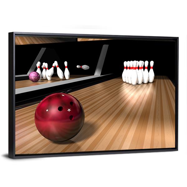 Red Bowling Ball Canvas Wall Art-3 Horizontal-Gallery Wrap-25" x 16"-Tiaracle