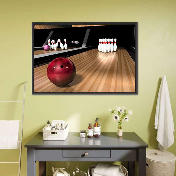 Red Bowling Ball Canvas Wall Art-1 Piece-Floating Frame-24" x 16"-Tiaracle