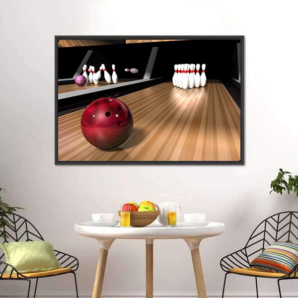 Red Bowling Ball Canvas Wall Art-3 Horizontal-Gallery Wrap-25" x 16"-Tiaracle