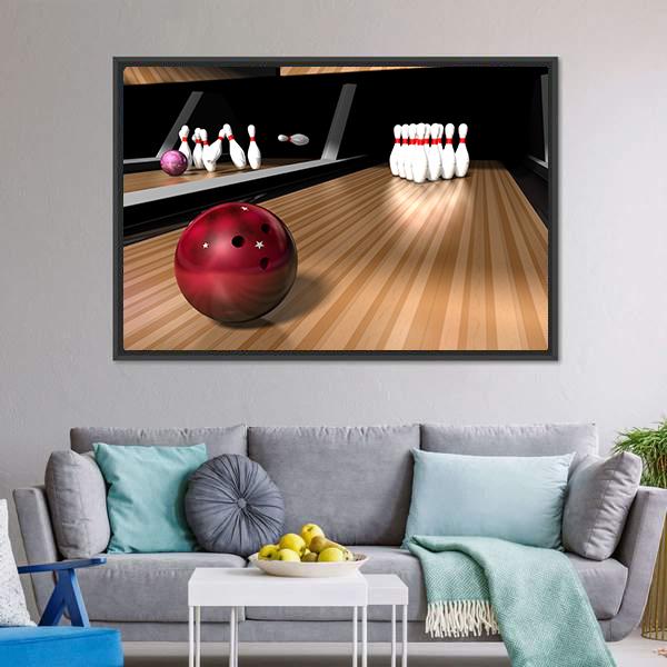 Red Bowling Ball Canvas Wall Art-3 Horizontal-Gallery Wrap-25" x 16"-Tiaracle