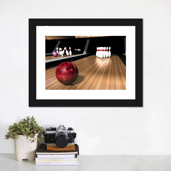 Red Bowling Ball Canvas Wall Art-1 Piece-Framed Print-20" x 16"-Tiaracle