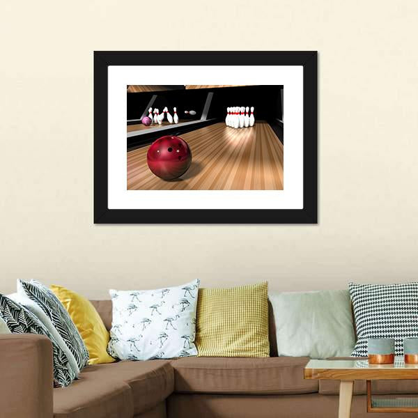 Red Bowling Ball Canvas Wall Art-3 Horizontal-Gallery Wrap-25" x 16"-Tiaracle