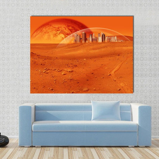 Red Desert Planet Canvas Wall Art-1 Piece-Gallery Wrap-48" x 32"-Tiaracle