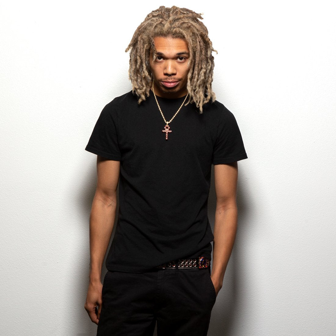 Red Evil Eye Ankh Cross Necklace