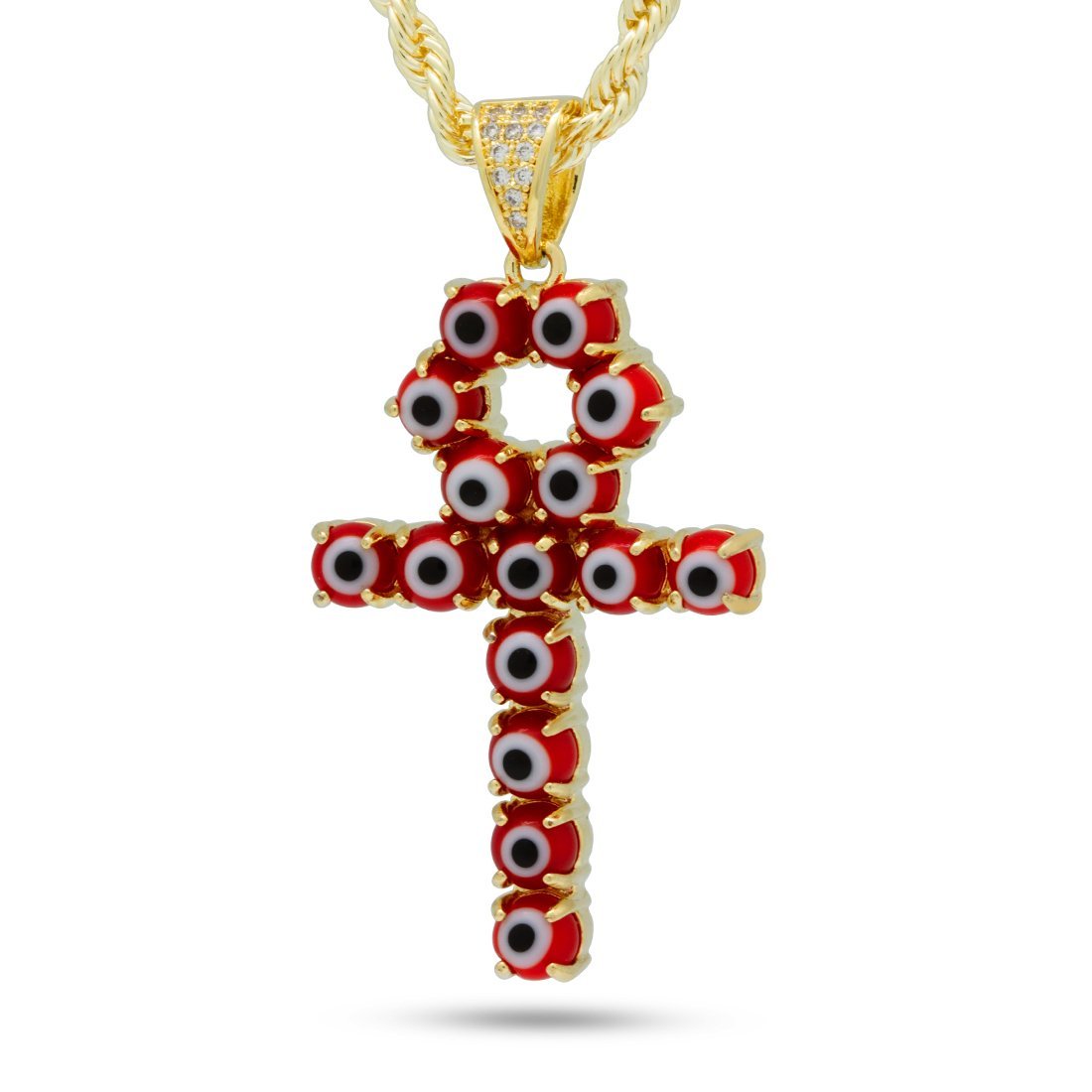 Red Evil Eye Ankh Cross Necklace
