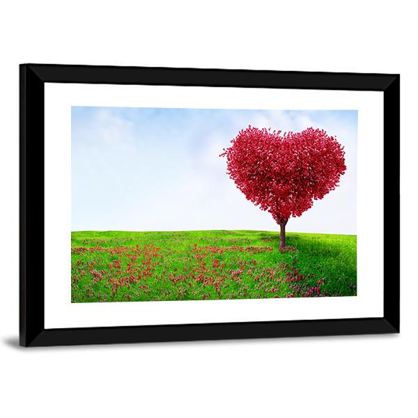 Red Love Tree In Summer Canvas Wall Art-3 Horizontal-Gallery Wrap-25" x 16"-Tiaracle