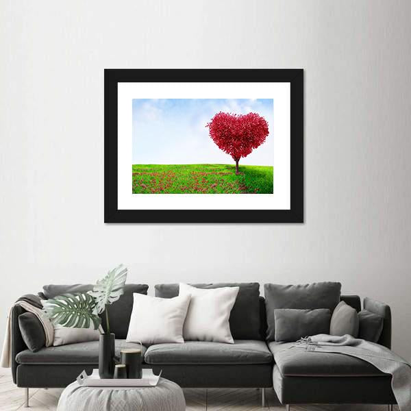 Red Love Tree In Summer Canvas Wall Art-3 Horizontal-Gallery Wrap-25" x 16"-Tiaracle