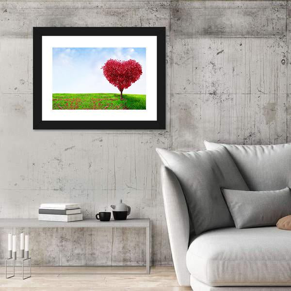 Red Love Tree In Summer Canvas Wall Art-3 Horizontal-Gallery Wrap-25" x 16"-Tiaracle