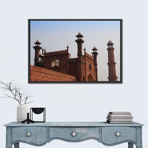 Red Mosque in Lahore Pakistan Canvas Wall Art-1 Piece-Floating Frame-24" x 16"-Tiaracle