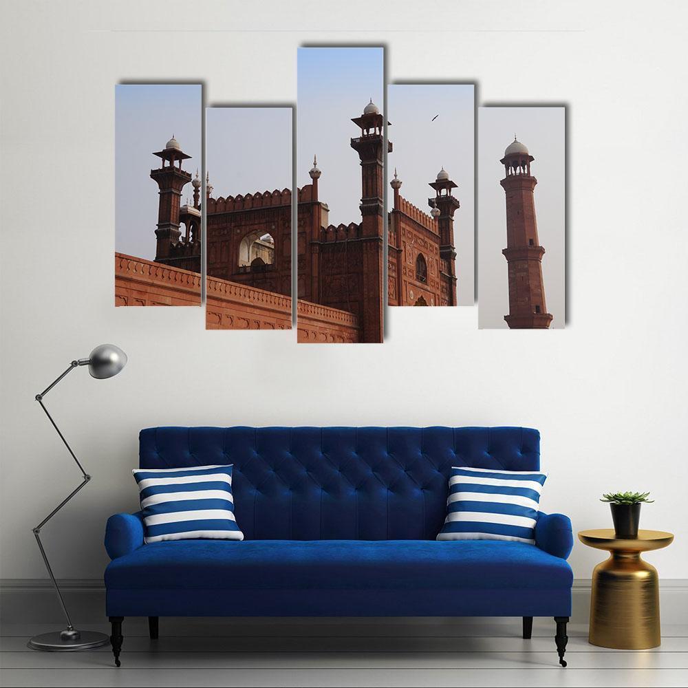 Red Mosque in Lahore Pakistan Canvas Wall Art-5 Pop-Gallery Wrap-47" x 32"-Tiaracle