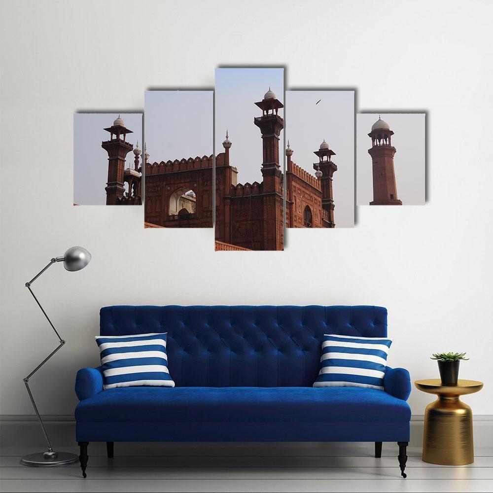 Red Mosque in Lahore Pakistan Canvas Wall Art-5 Star-Gallery Wrap-62" x 32"-Tiaracle