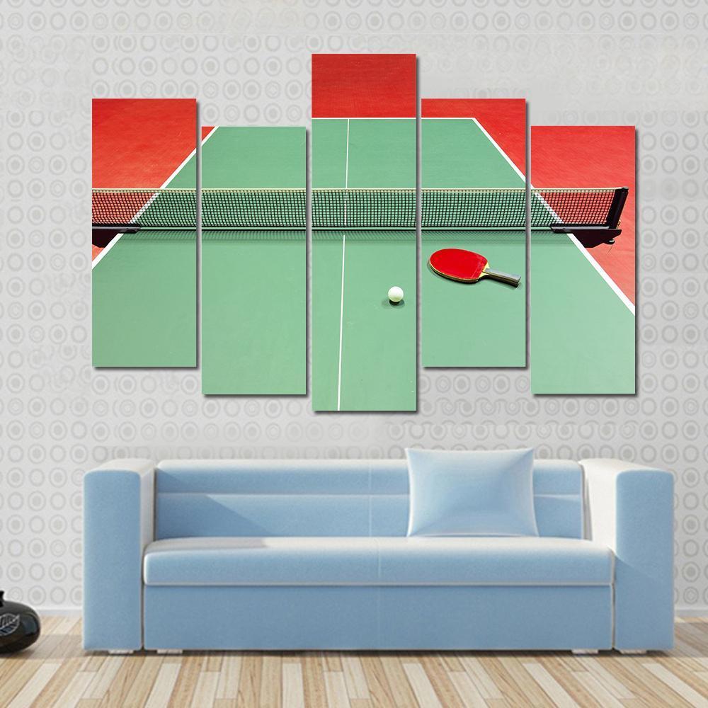 Red Table Tennis Racket Canvas Wall Art-5 Pop-Gallery Wrap-47" x 32"-Tiaracle